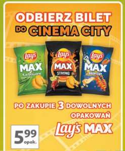 Bilet do Cinema City przy zakupie 3 x Lay's MAX w Auchan