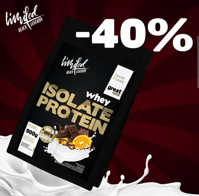 Białko Great One Whey Isolate Protein Limited Black Edition 2000g lub 900g 55,20zł