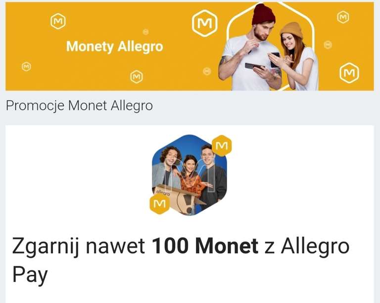 Zgarnij nawet 100 Monet z Allegro Pay ( + 25 monet przy aktywacji przez link polecający )