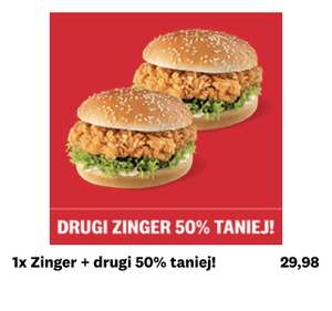 Kurpony KFC Zinger -50% na drugi