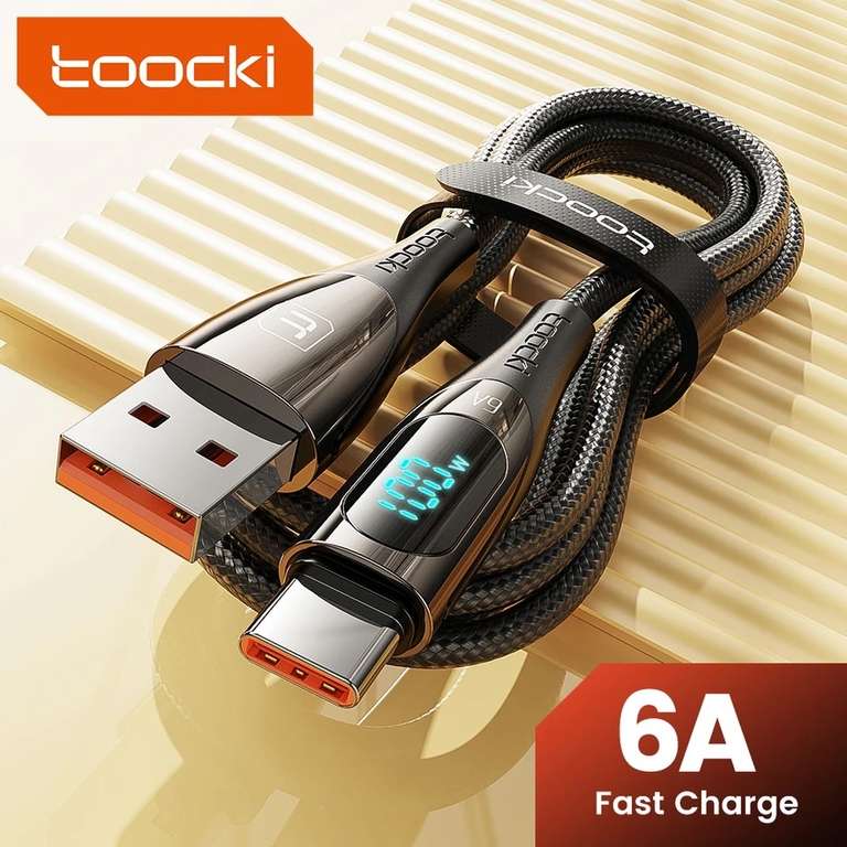 Toocki 100W USB C to Type C Cable LED Display Data Cord 2,24$