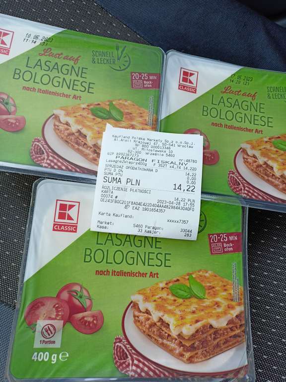 Lasagne bolognese z wieprzowiną 400g Kaufland