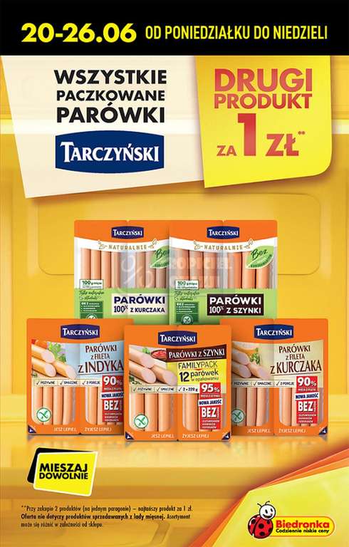 Parówki Tarczyński - 2 produkt za 1 zł - Biedronka