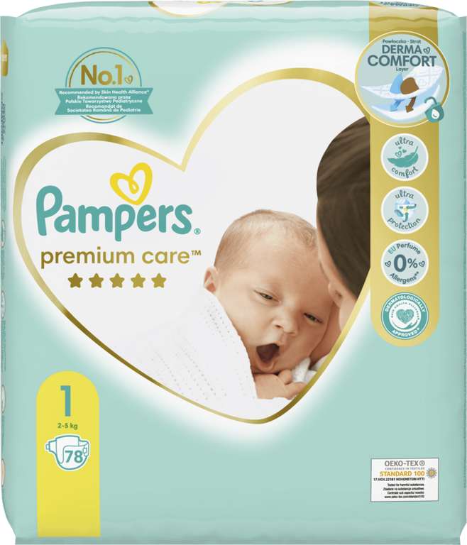 Pampers Premium Care 1 78 sztuk 52,99 zł, 68 gr / sztuka