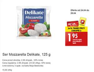 Delikate Ser Mozzarella Classic 125 g / opak. cena przy zakupie 3 opak. @Biedronka