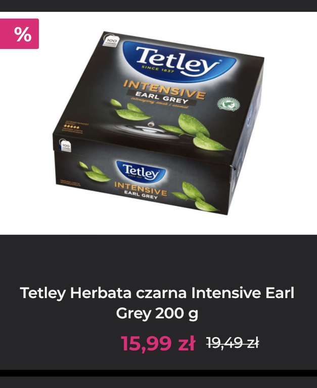 Herbata Earl Grey 100x 2g Tetley Intensive 200g