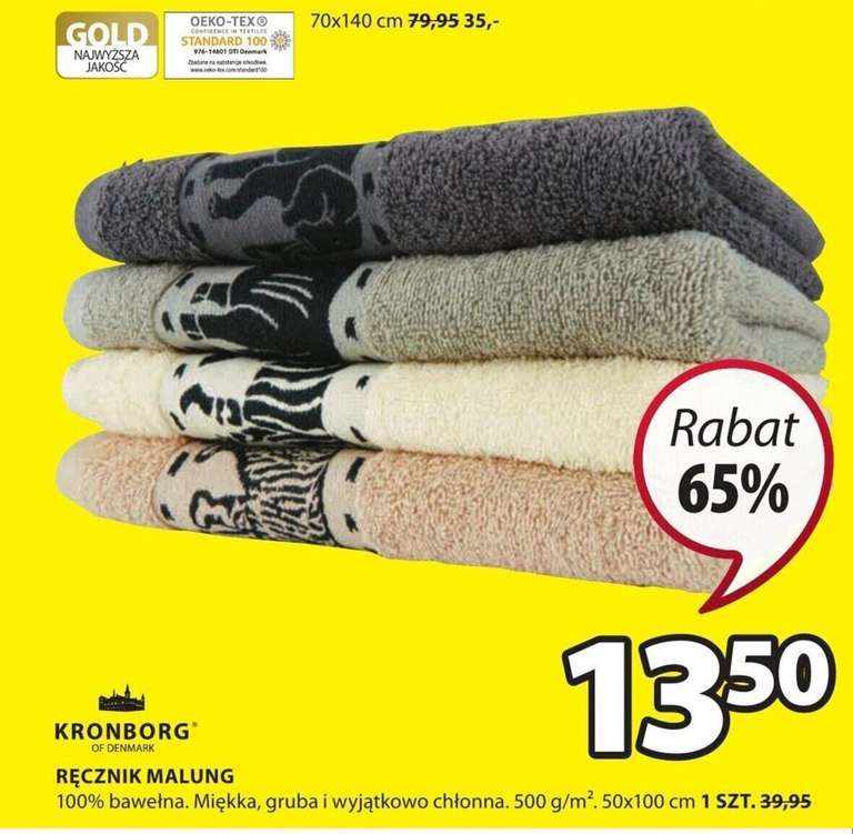 Kronborg Ręczniki Malung, 100% bawełna 50x100cm za 13,50zł (oraz 70x140cm za 35zł)