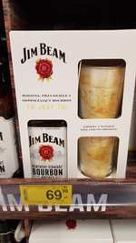 Bourbon Jim Beam 0,7l + 2 szklanki, Carrefour