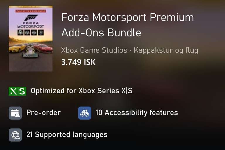 Forza Motorsport dodatki Premium