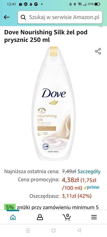 Dove Nourishing Silk żel pod prysznic 250 ml @Amazon.pl