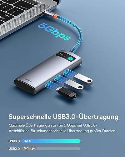 BASEUS HUB 7w1 USB-C PD 100W, HDMI 4K, 3x USB3.0, TF/SD, 5 Gb/s €17,59