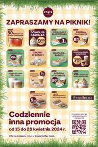 Costa Coffee promocje w aplikacji 15-28 kwietnia