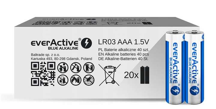 Baterie alkaiczne everActive 80 sztuk 0,625PLN/szt (40x LR6 AA + 40x LR03 AAA)
