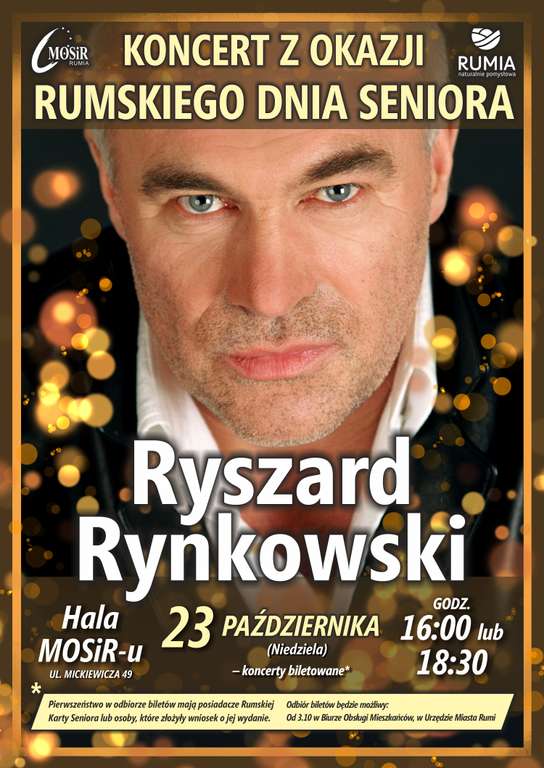 Bezpłatne bilety dla rumskich seniorów na koncert Ryszarda Rynkowskiego