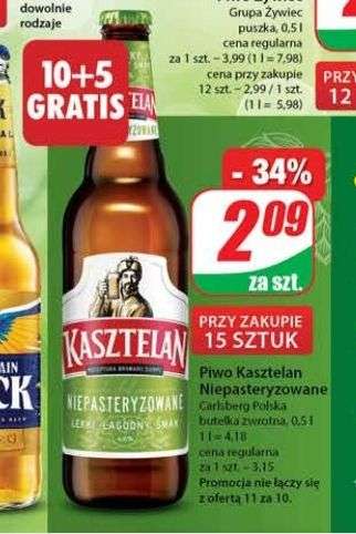 Piwo Kasztelan Niepasteryzowane 0,5L 2.09 zł przy zakupie 15 szt.
