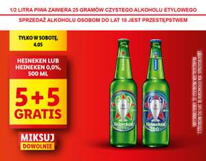 Piwo Heineken Original lub 0% but. 0,5L (cena regularna 4,59zł,-) 5+5 gratis @Lidl