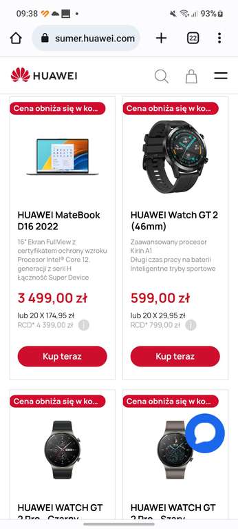 Smartwatch Huaweii watch gt2 pro czarny i szary (możliwe 699zł czarny/649 szary) gt2 599 możliwe 499
