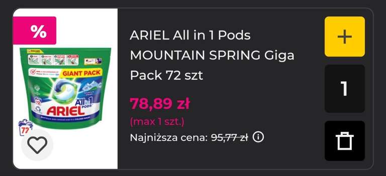 Kapsułki do prania Ariel All-in-1 Pods Mountain Spring, 72 sztuki