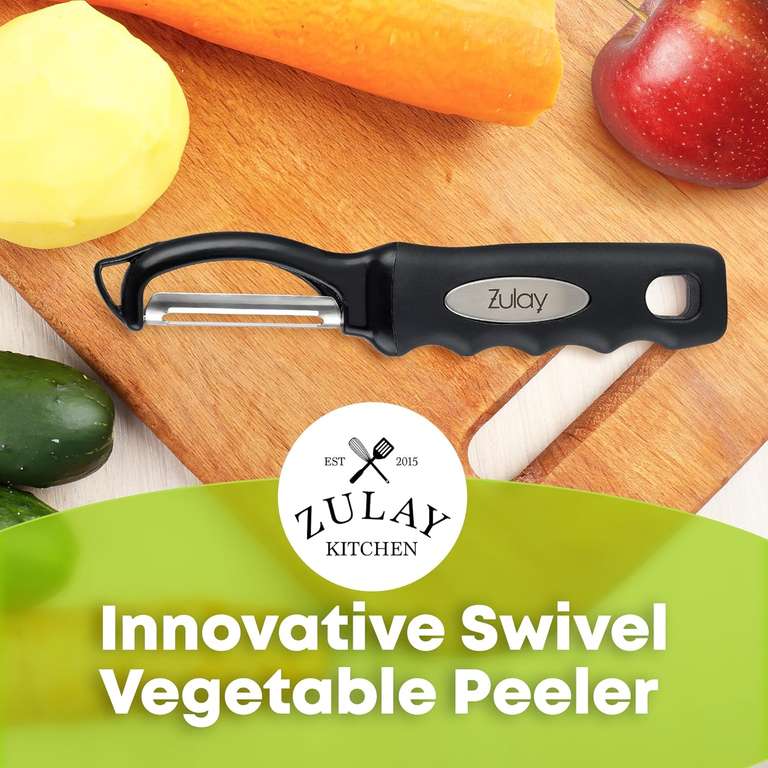 Zulay Kitchen Obrotowa obieraczka do warzyw klasy premium, wygodny ergonomiczny uchwyt z idealnym ostrzem do warzyw