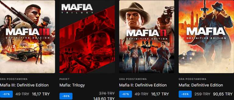 Mafia II: Edycja Ostatecz i Mafia III po 3,60 zł i Mafia: Edycja Ostateczna za 20,21 zł i Mafia: Trilogy za 33,35 zł @ VPN Turcja Epic Games