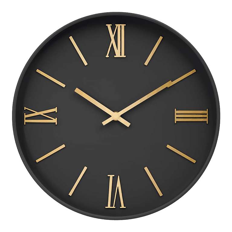Zegar okrągły glamour ścienny czarny 30 cm. Biały w opisie