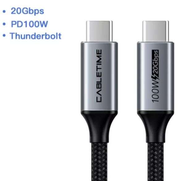 Kabel USB C PD Cabletime 100W 20Gbps Thunderbolt 1m