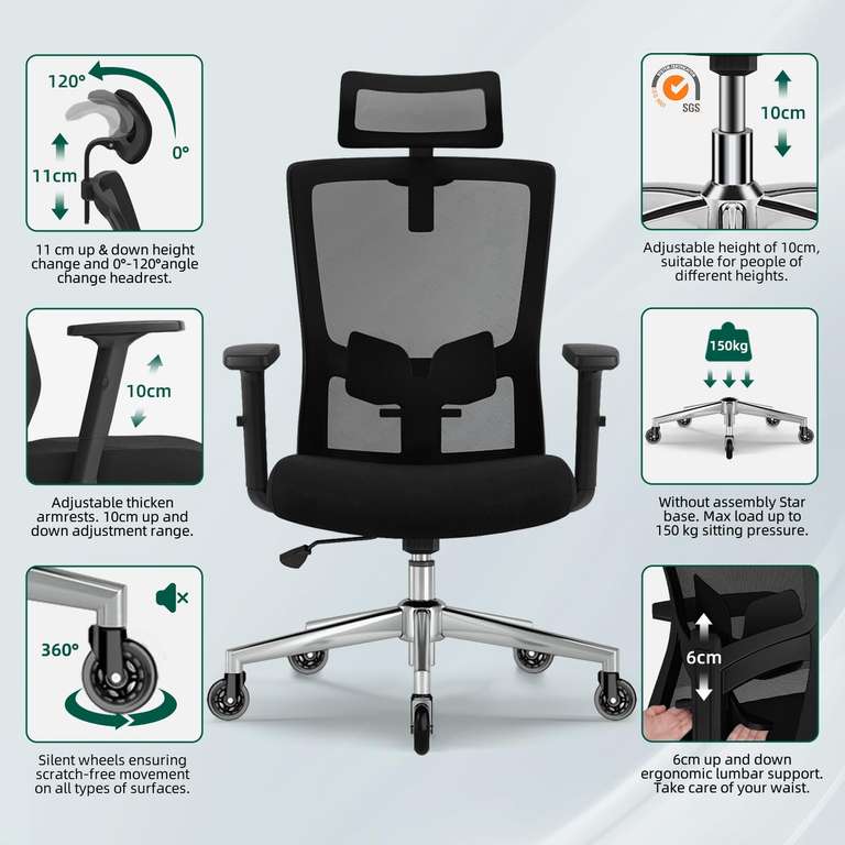 Fotel biurowy Airchros - "biurowe krzesło ergonomiczne" - 88,85€