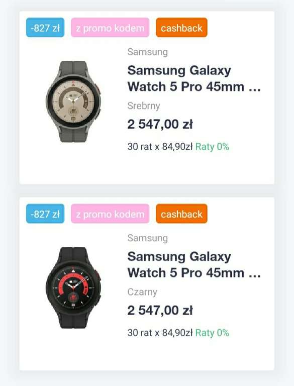 Smartwatch Samsung Galaxy Watch 5 Pro LTE -600zl cashback samsunga (możliwe 1120zł)