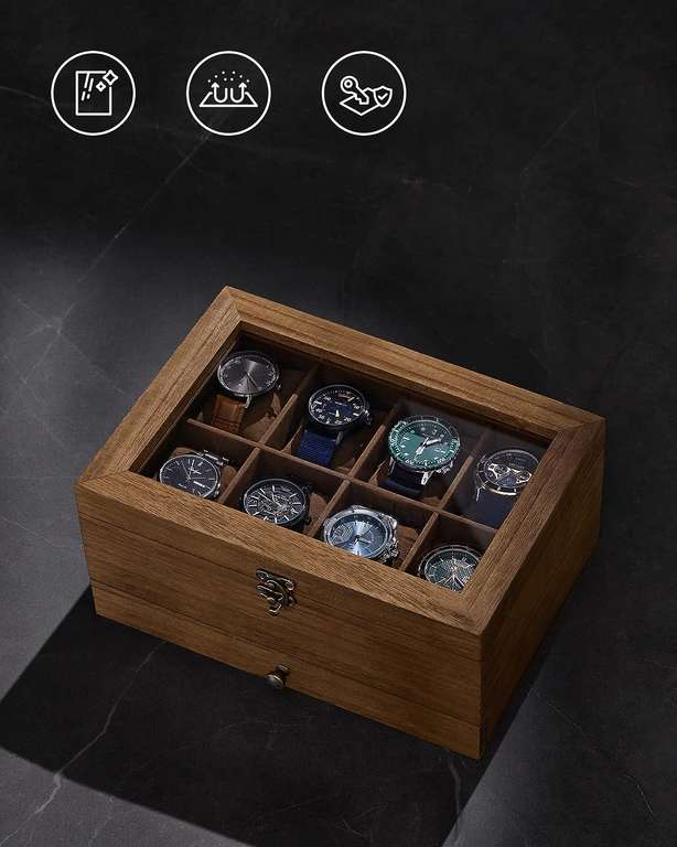 Pudełko na zegarki /biżuterię z 8 przegródkami Songmics JOW008K01 @ Amazon