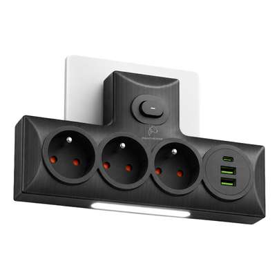Rozgałęźnik 6w1, 3× 230V, 2× USB-A, 1× USB-C, Lampka LED...