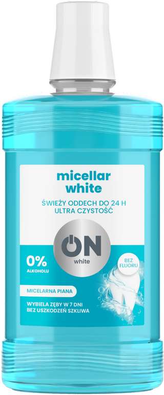 Płyn do płukania jamy ustnej ON Micellar White white, antybakteryjny i wybielający, 0% alkoholu 500 ml