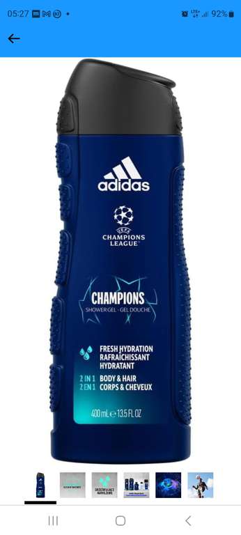 Adidas UEFA Champions League Champions Edition - żel pod prysznic 2 w 1 do ciała i włosów dla mężczyzn 400 ml darmowa dostawa z prime