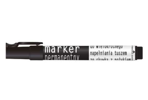 marker permanentny czarny, z możliwością wielokrotnego napełniania - dostępne również inne kolory