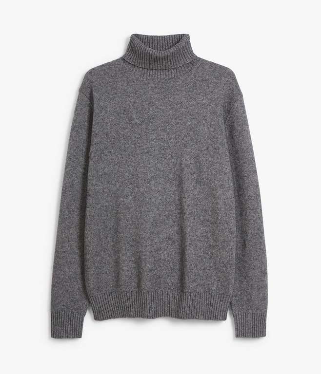 Męski sweter z golfem w kolorze kremowym lub szarym - 50% bawełna, 50% wełna @KappAhl