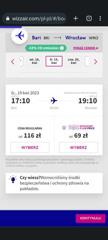 Loty do Bari z Wrocławia w kwietniu od 138zł w obie strony (WDC)