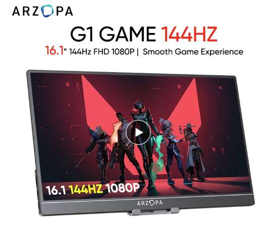 ARZOPA 16.1 ''144Hz 1080P FHD przenośny Monitor gamingowy HDR, 99$
