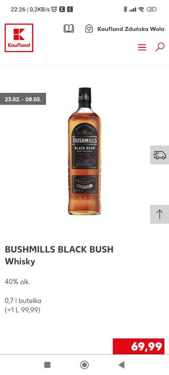 Whiskey/whisky BUSHMILLS BLACK BUSH 0,7