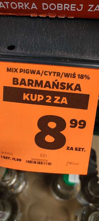 Wódka Barmańska 21% (różne smaki) za 8,99 zł za sztukę przy zakupie dwóch (Ruda Śląska)
