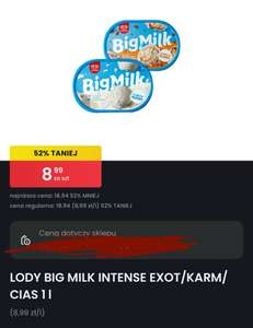 promocje lody big milk 7,99 zł 50% taniej- Biedronka
