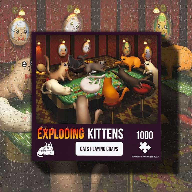 Puzzle Exploding Kittens Cats Playing Craps 1000 elementów za 34,99zł (inne wzory od 25zł) @ Amazon.pl