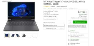 Laptop HP Victus 15 Ryzen 5-5600H/16GB/512/Win11 RX6500M + Bon dla nauczyciela 699zł !!