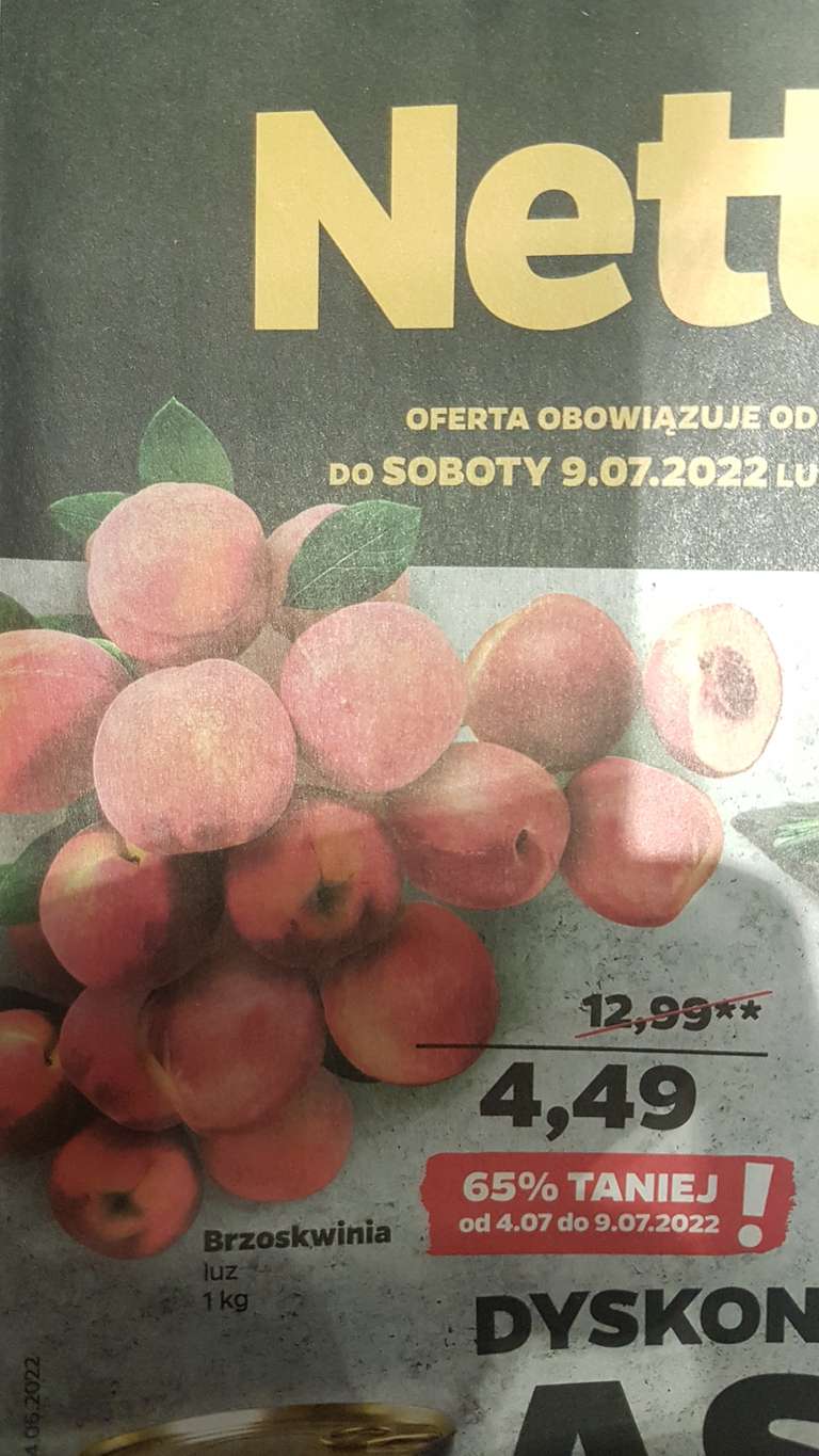 Owoc brzoskwinia 1kg luz <<< najniższa cena w Netto