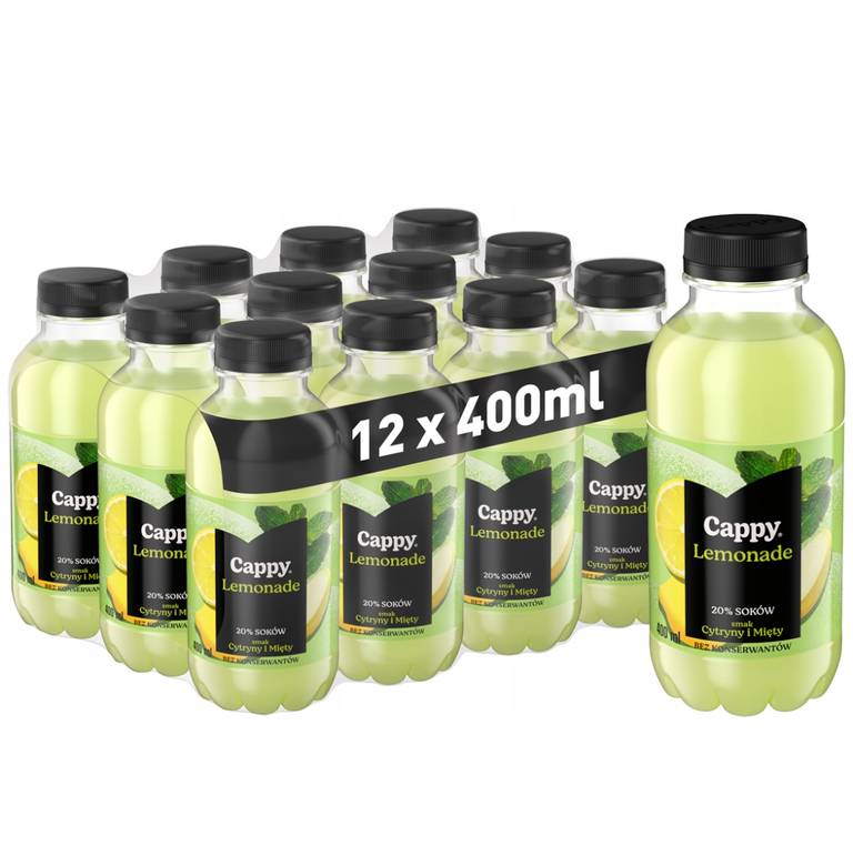 12x Cappy lemoniada o smaku cytryna mięta 400ml. Butelki bez kaucji. Dodatkowe dwa linki cena 19.98 i 19.99 w opisie