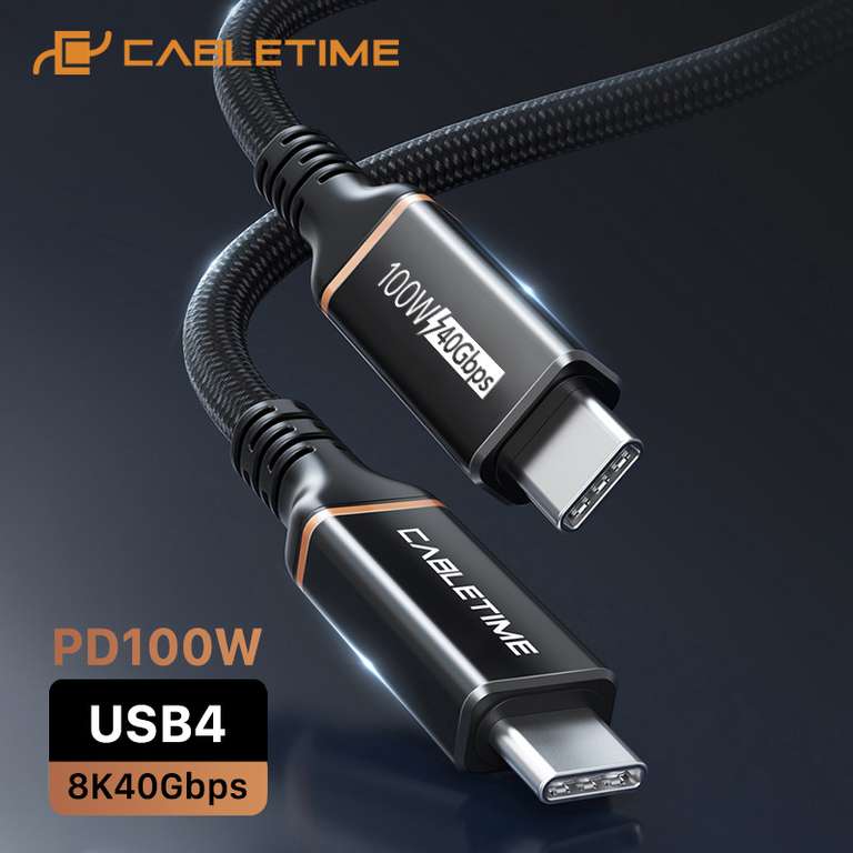 CABLETIME Kabel PD 100W USB-C na USB-C - 8K 60Hz - 40 gb/s za 19.59$