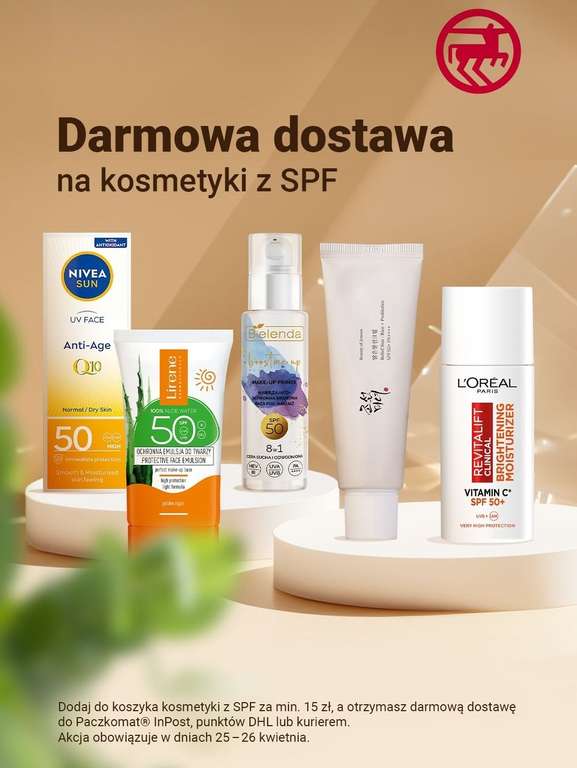 Darmowa dostawa na kosmetyki z SPF za min. 15 zł.