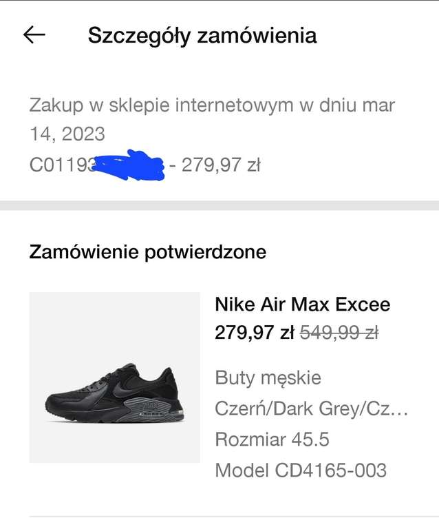 Nike Air Max excee rozmiary 38,5-46 i 49,5 za 279,97
