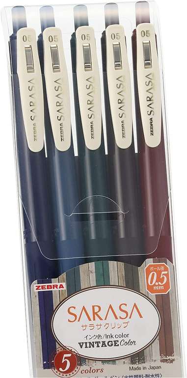 Długopis żelowy Zebra Sarasa zestaw 5 kolorów Vintage