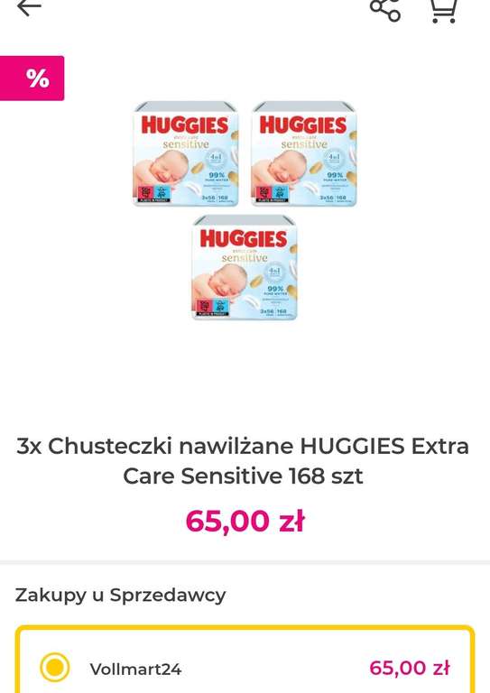 3x Chusteczki nawilżane HUGGIES Extra Care Sensitive 168 szt