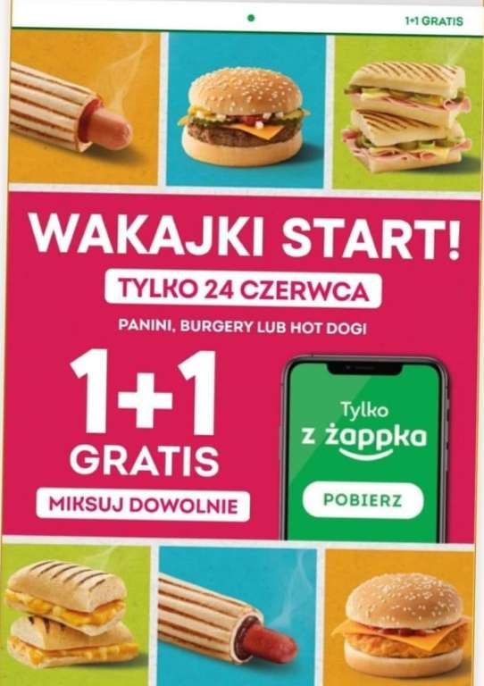 Panini, burgery lub hot dogi 1+1 gratis tylko 24 czerwca w Żabce!