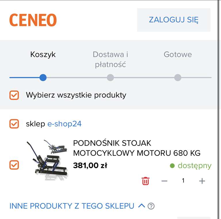 Podnośnik motocyklowy 680kg Gratis pasy transportowe Ceneo.pl